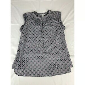 Dressbarn Black White Pink Geometric Sleeveless Blouse Top XLP Petite